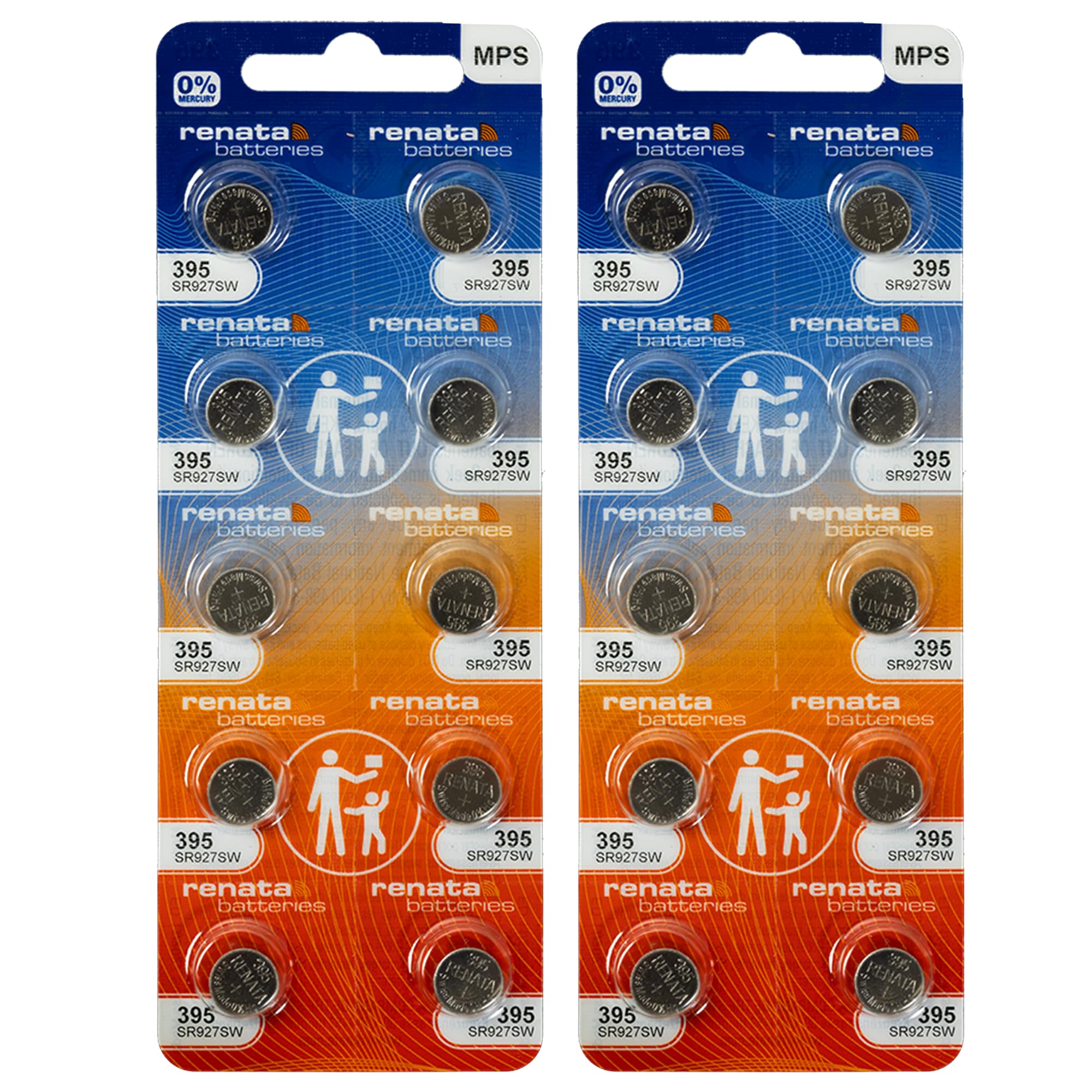 Renata 395 SR927SW Batteries - 1.55V Silver Oxide 395 Watch Battery (20 Count)