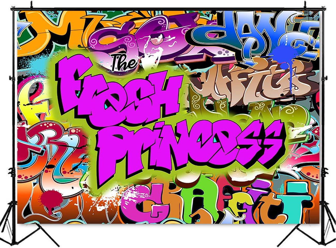 Mocsicka The Fresh Princess Backdrop Hip Pop Graffiti Background 7x5ft Vinyl Fresh Princess Hip Pop Baby Shower Party Banner Backdrops