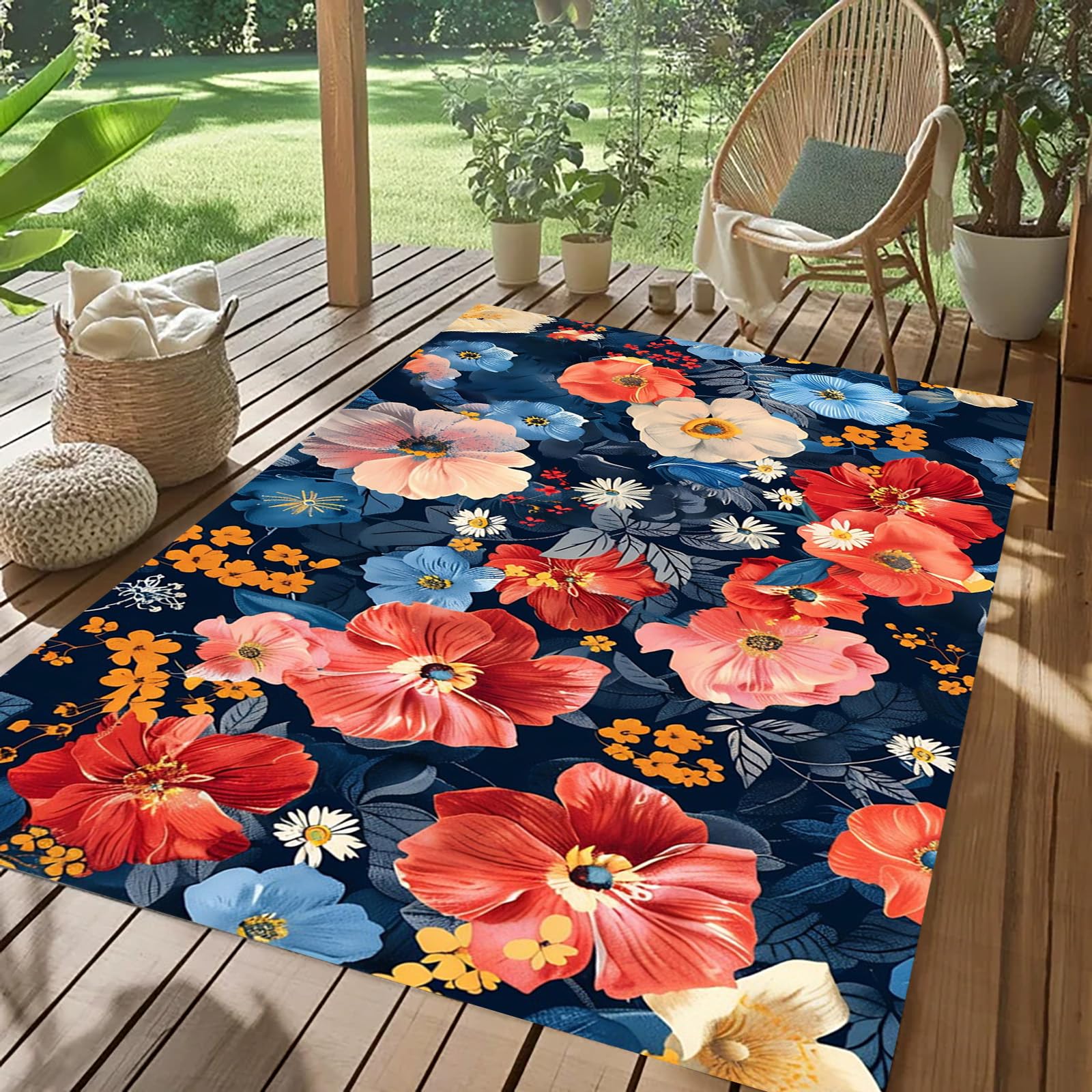 Amazon.com: Vintage Floral 5x7 Outdoor Area Rug Country Rustic