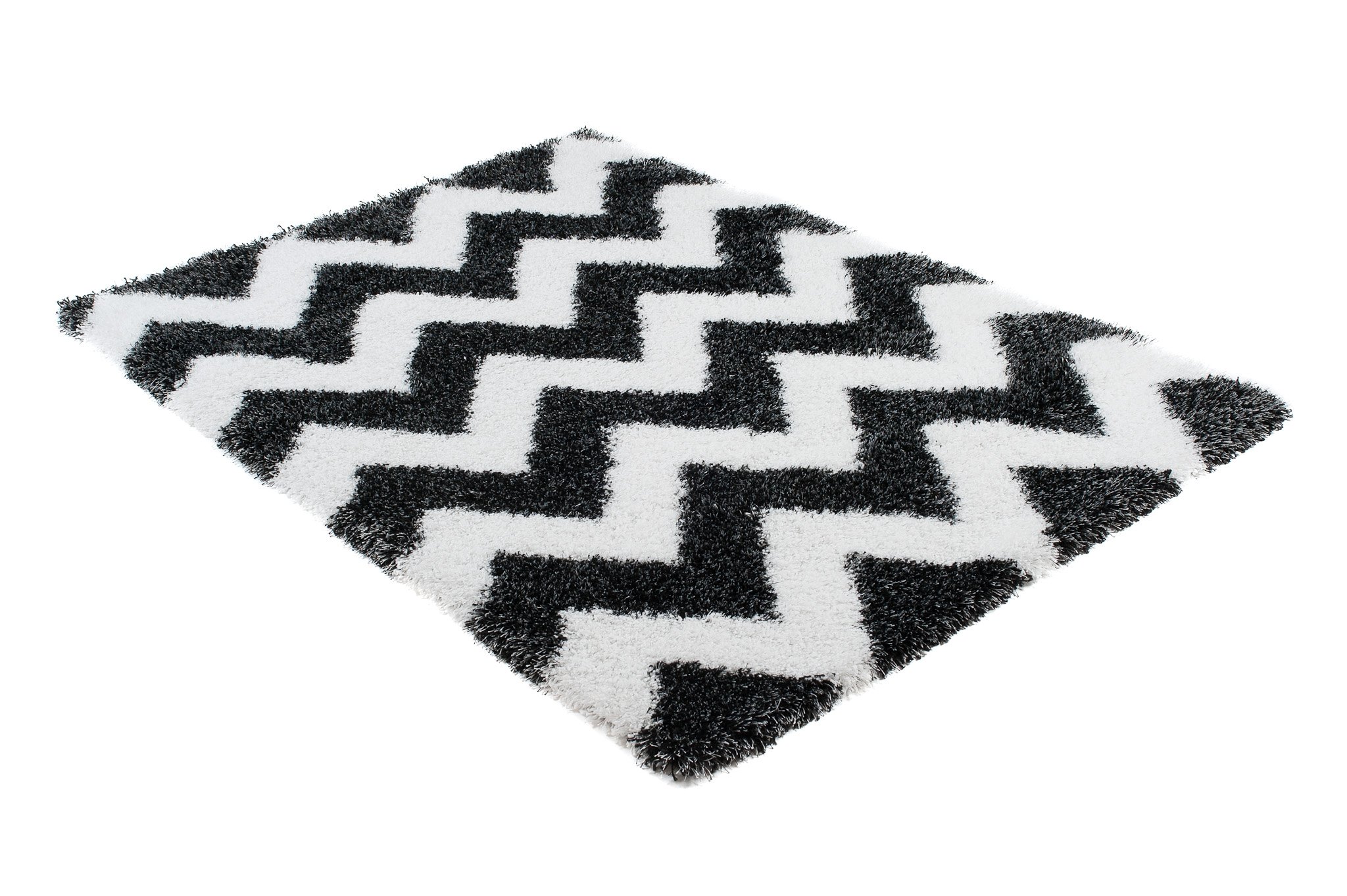 Tapiso Optymalny dywan Shaggy, z wysokim runem, nowoczesny, długowłosienie, czarno-biały, geometryczny, w paski, do salonu, sypialni, Ökotex 240 x 330 cm