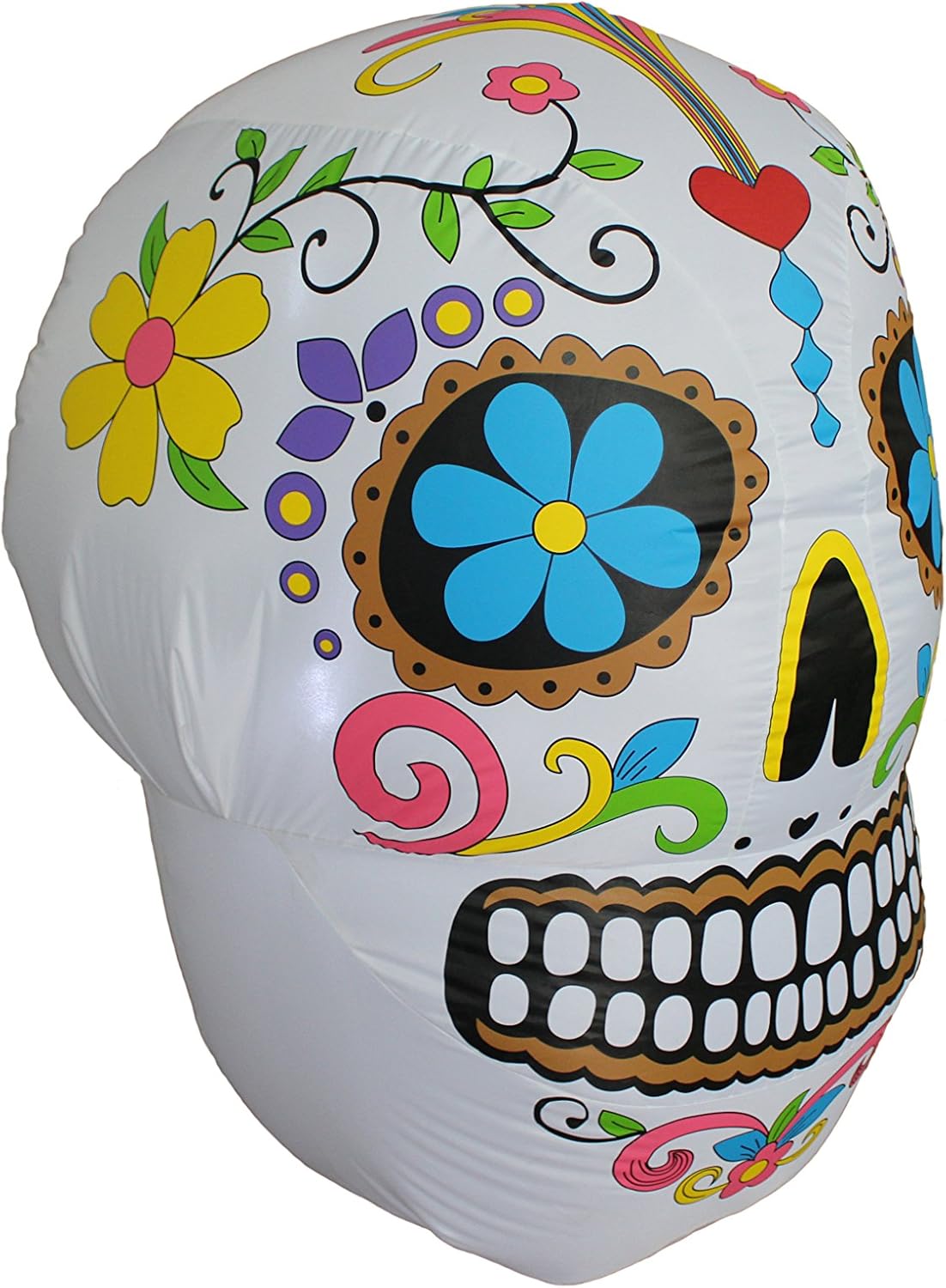 4 FT Tall Lighted Halloween Inflatable Colorful Skull LED Lights Decor Outdoor Indoor Holiday Decorations, Blow up Lighted Yard Decor, Giant Lawn Inflatables Home Family Outside
