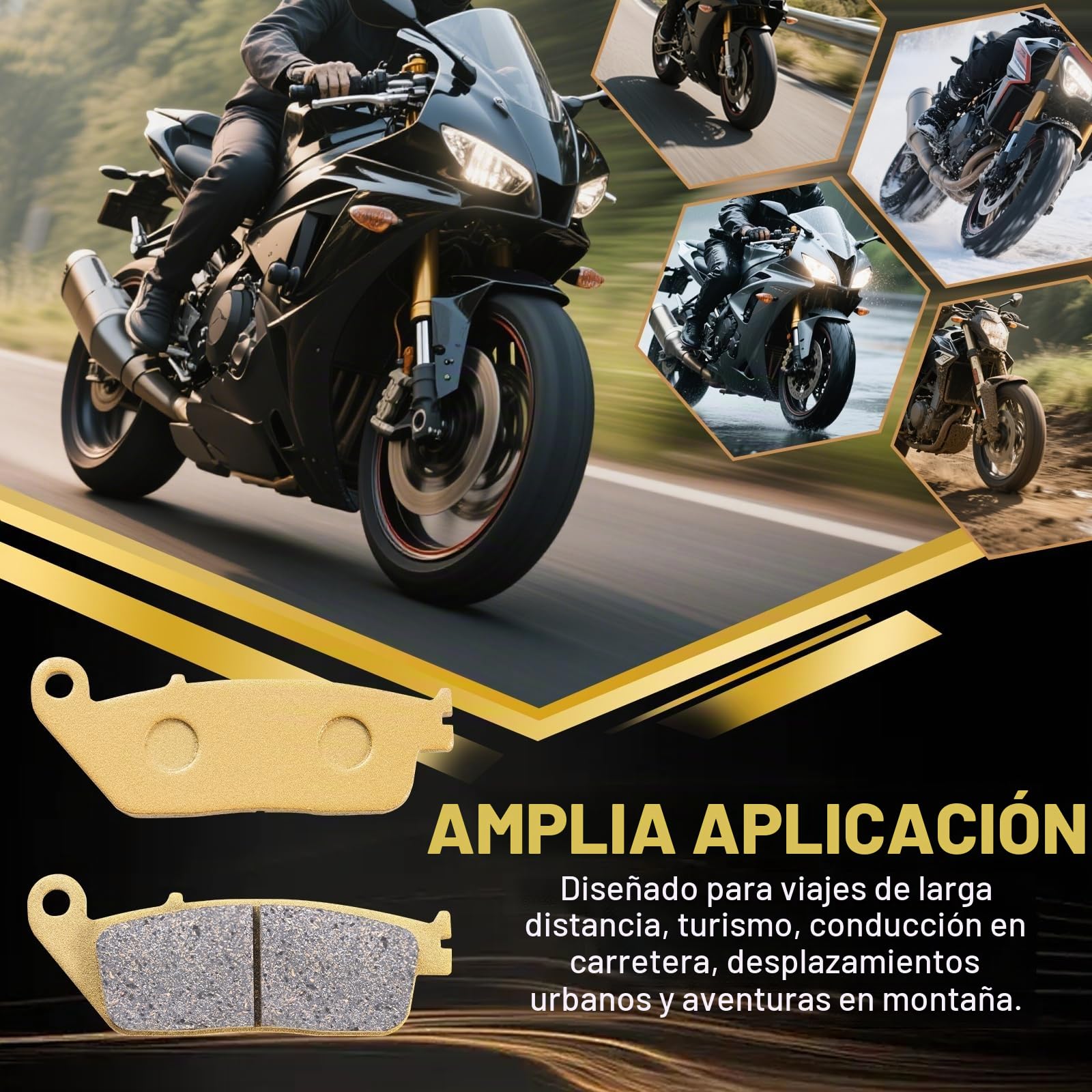 S SYUU Motocicleta ibra de cobre delantero y trasero Pastillas de freno Compatible con Honda CB 600 Hornet ABS Model 2007 2008 2009 2010 2011 2012 2013 FA388F FA174R