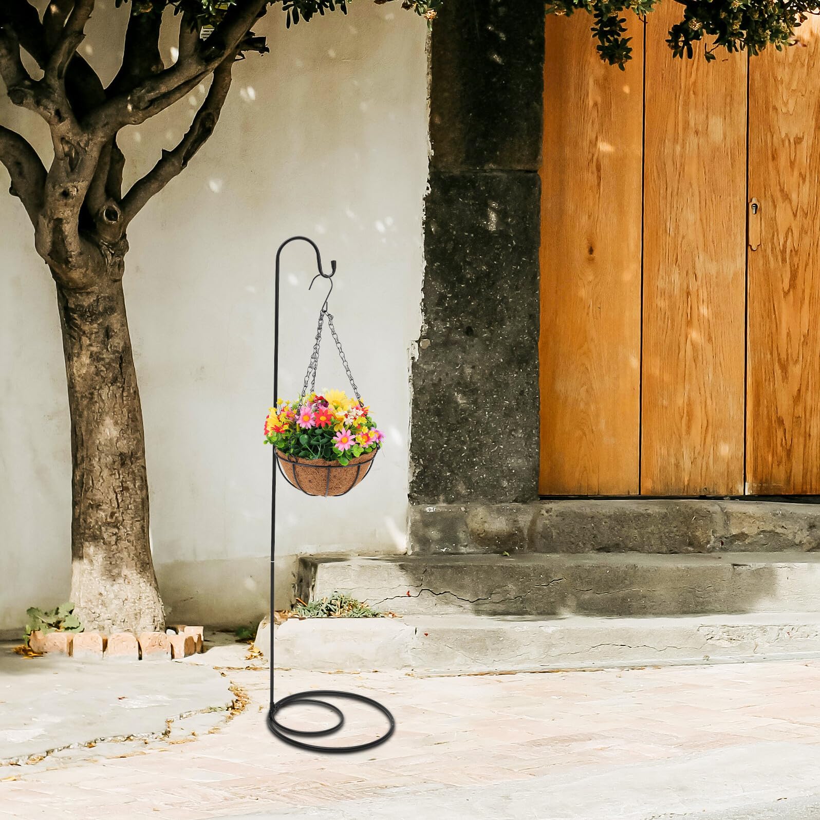 Crochet Suspendre en Fer Noir pour Jardin Extérieur, Crochet Incurvé Antirouille, Installation Solide pour Décoration de Parc et Plantes Suspendues