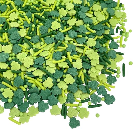Manvscakes, Shamrock Sprinkles for Baking, Green Cake Decorations, Natural Colors, No Artificial Dyes, St. Patrick’s Day Clover, Nut and Gluten Free, 3oz