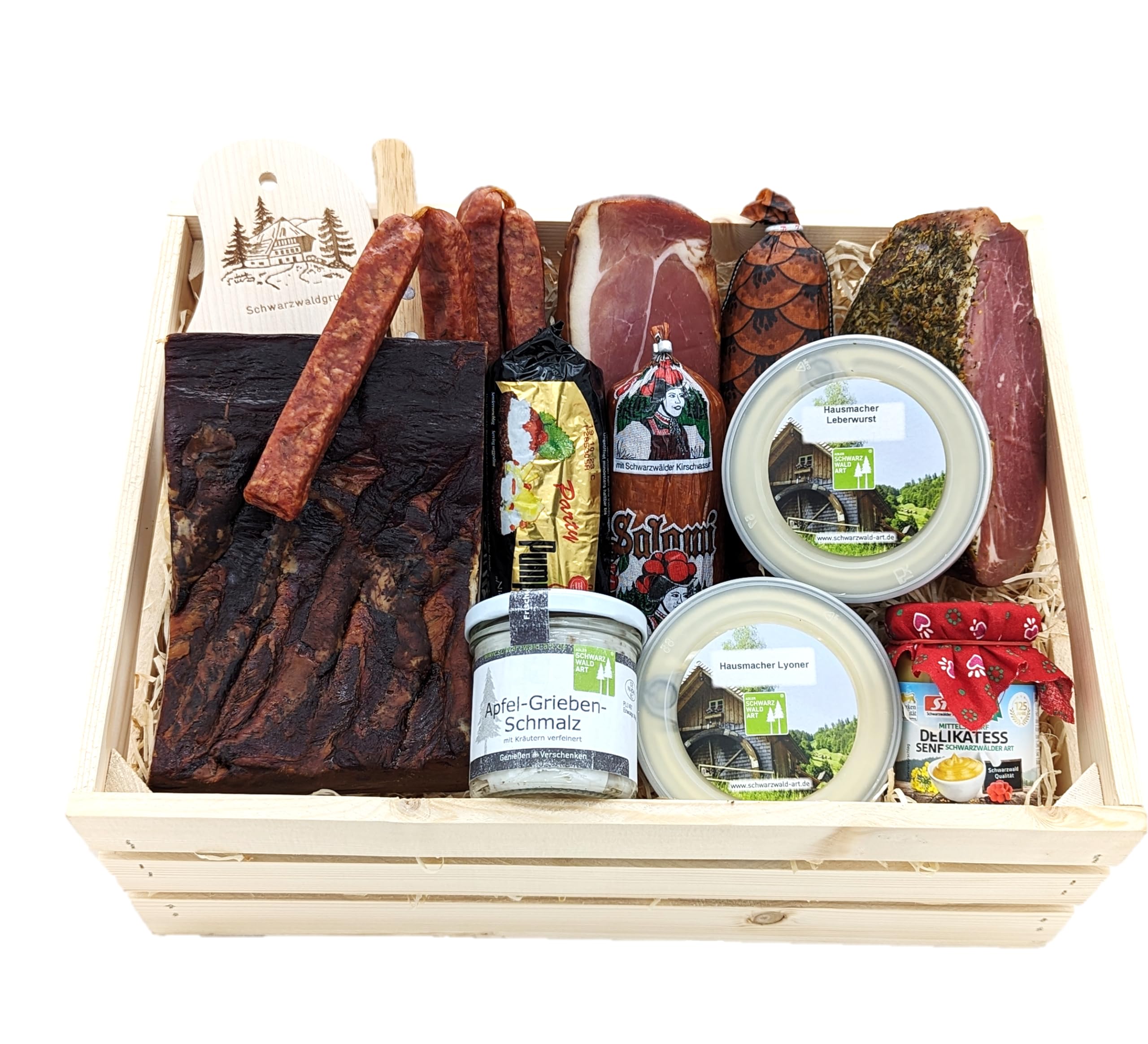 Schwarzwald Art Adler Lebensmittel Geschenkidee Holzkiste XXL Schwarzwald Metzgerei