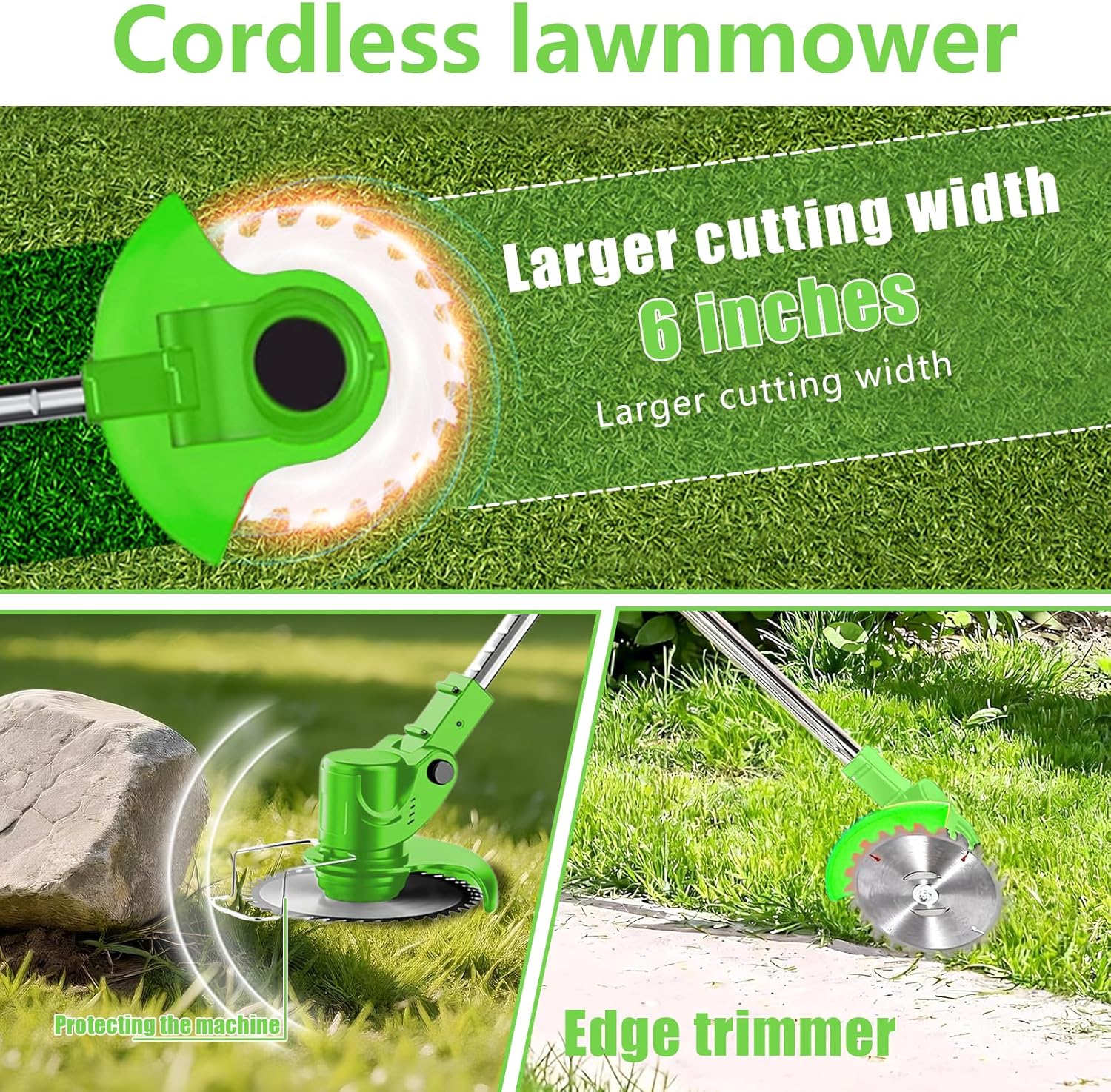 Electric Weed Wacker 21V Cordless with Adjustable Pole, 4 in 1 Lightweight Weed Wacker Eater Brush Cutter with Battery and Charger, Grass Trimmer for Gardening and Yard Clearing Green