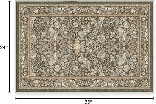 Vista 335 de RUGGABLE x Morris & Co Tapete prémium de pasillo lavable, para pasillo, cocina, entrada, sala de estar, dormitorio u oficina, con base Madreselva