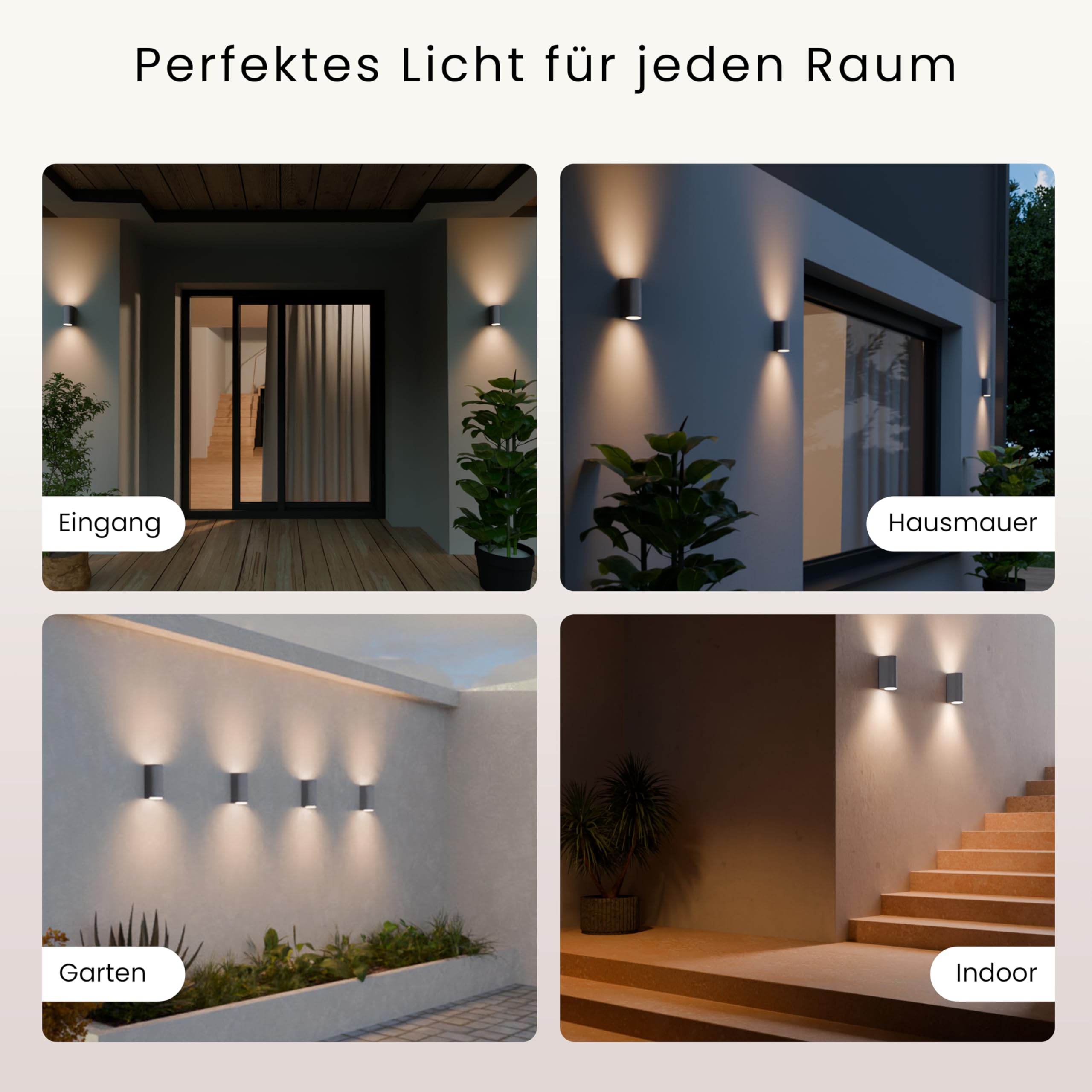 MATO 4x Aussenlampe Wand Up Down Leuchte - IP54 Wetterfest - LED Wandleuchte Aussen & Innen - GU10 Außenwandleuchten für Hauswand & Fassadenbeleuchtung, Außenlampe, Wandlampe Außen, Außenbeleuchtung