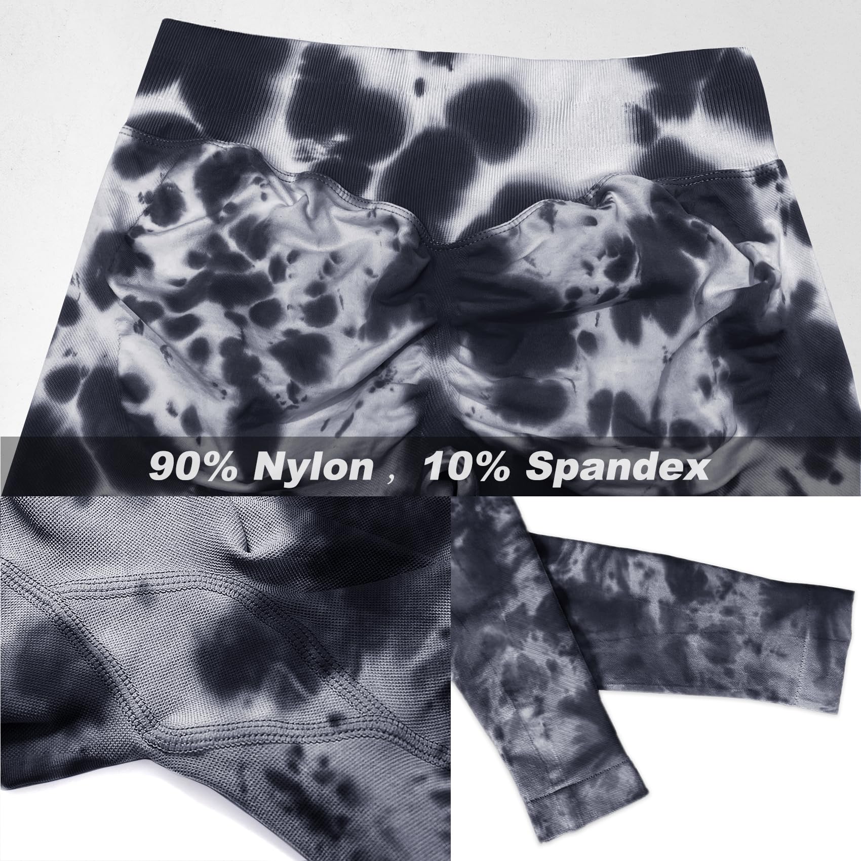 JGS1996 Tie Dye Scrunch Butt Lifting Leggings for Women Booty Sculpting Workout Tight High Waist Tummy Control Yoga Gym Pants: Black Medium