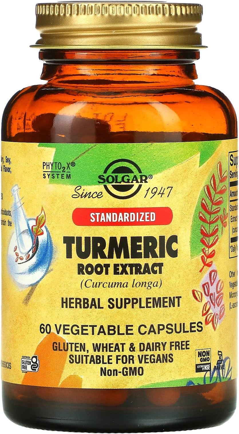 Turmeric Root Extract Vegetable Capsules - Pack of 60 - Antioxidant Benefits - Vegan and Gluten Free