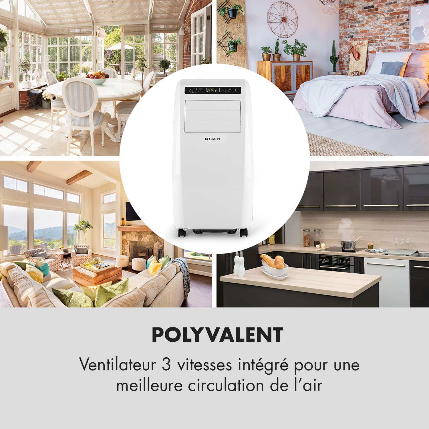 Klarstein Metrobreeze Rom mobilny klimatyzator - osuszacz, 10.000 BTU, 3 tryby, timer, pilot, biały