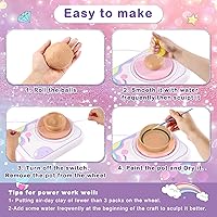 Vista 3 de weirtoya Pottery Wheel for Kids, Girls Arts and Crafts Toys for Kids Ages 8-12,Pottery Craft Kit with 3 Pack Air-Dry Clay, Art Supplies for Kids