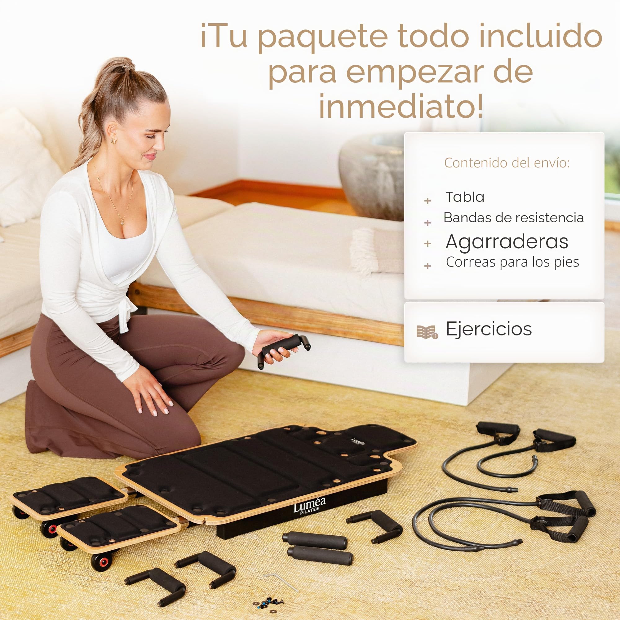Tabla de pilates de madera, tabla reformadora de pilates para el hogar, tabla de equilibrio antideslizante y entrenador de núcleos, dispositivo de gimnasio en casa para abdominales, piernas y