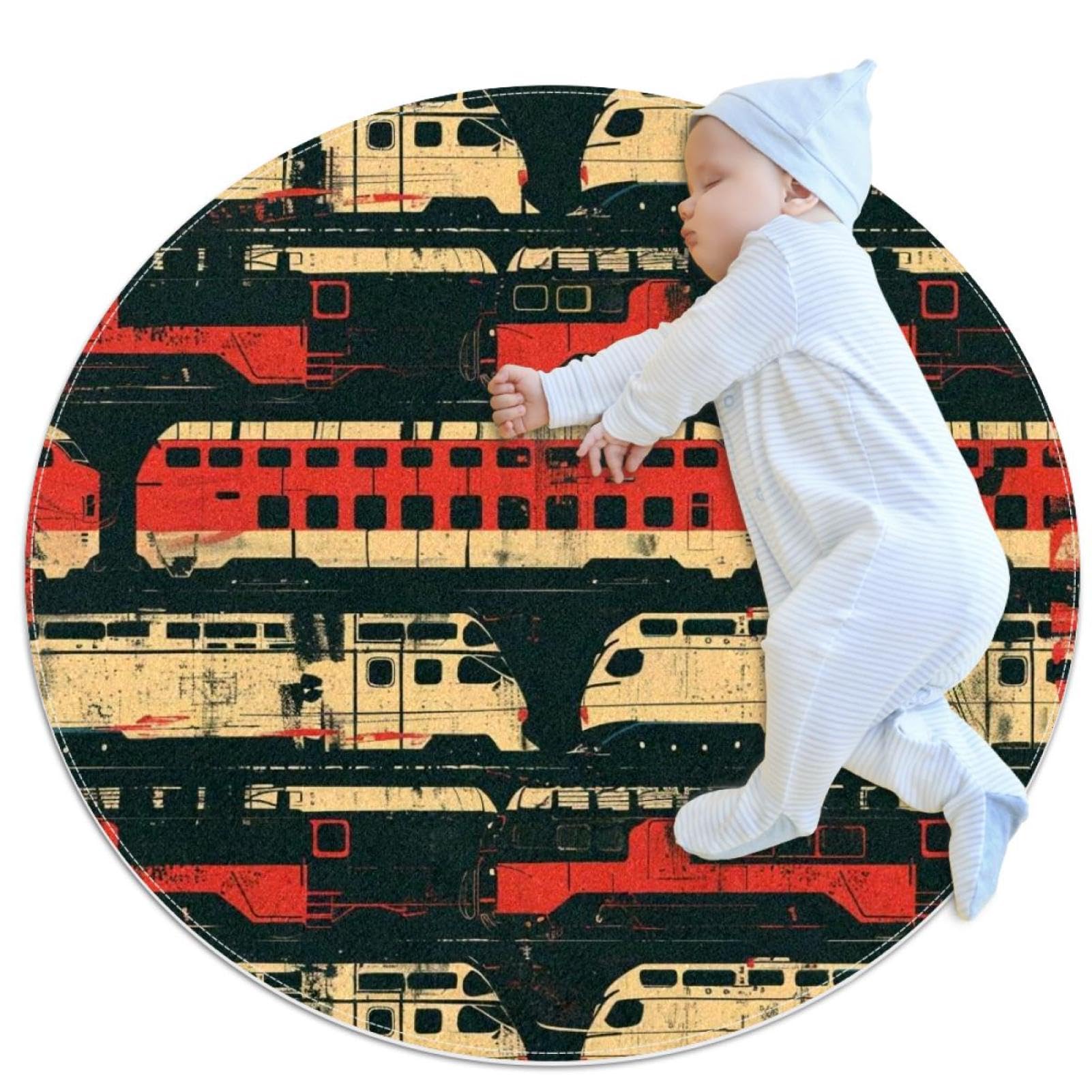 Paillasson canapé et tapis de salle de bain rond antidérapant motif train