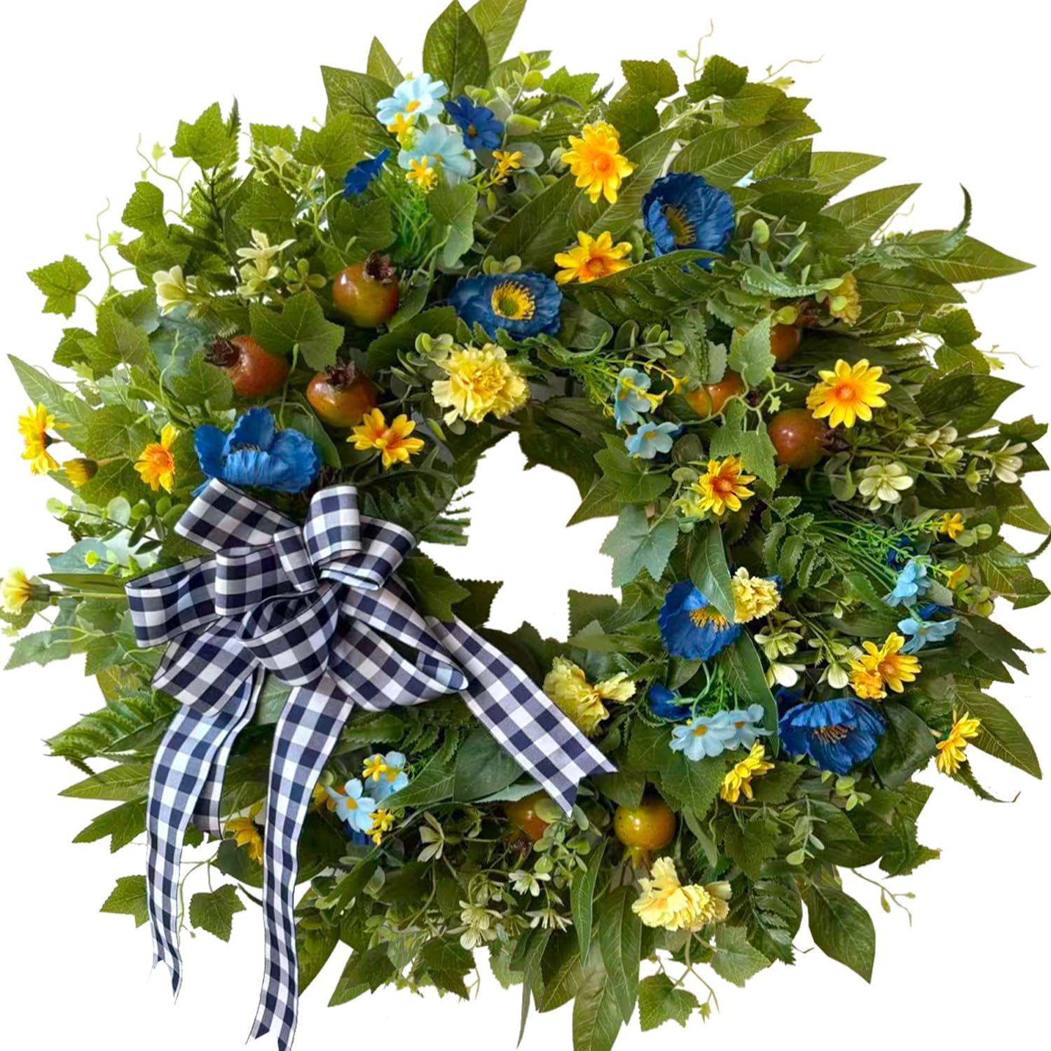 24 Inch Year Round Spring Summer Wreaths for Front Door