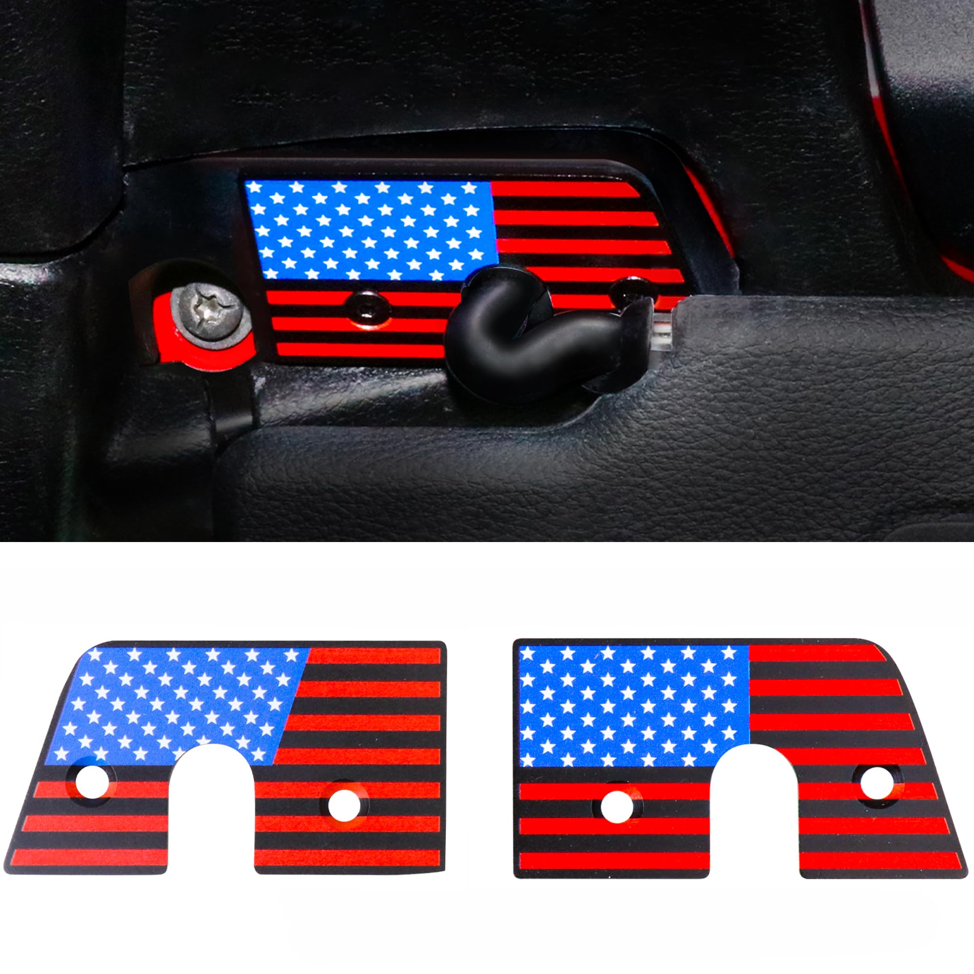 RERPRO Sun Visor Repair Kit Compatible with 2018-2024 2025 Jeep Wrangler JK JL 4XE Gladiator JT Accessories Sun Visor Clips Replacement, Repair Sagging Visor, Aluminum Alloy, 2 Pack US Flag