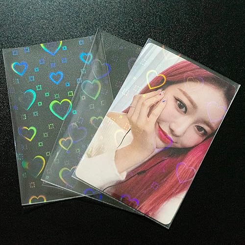 50 fundas transparentes de 2.2 x 3.5 pulgadas para tarjetas fotográficas K-pop, con forma de corazón para fotos Instax Mini, protector de tarjetas