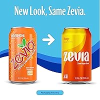 Vista 3 de Zevia Soda sin calorías, naranja, lata elegante de 12 onzas