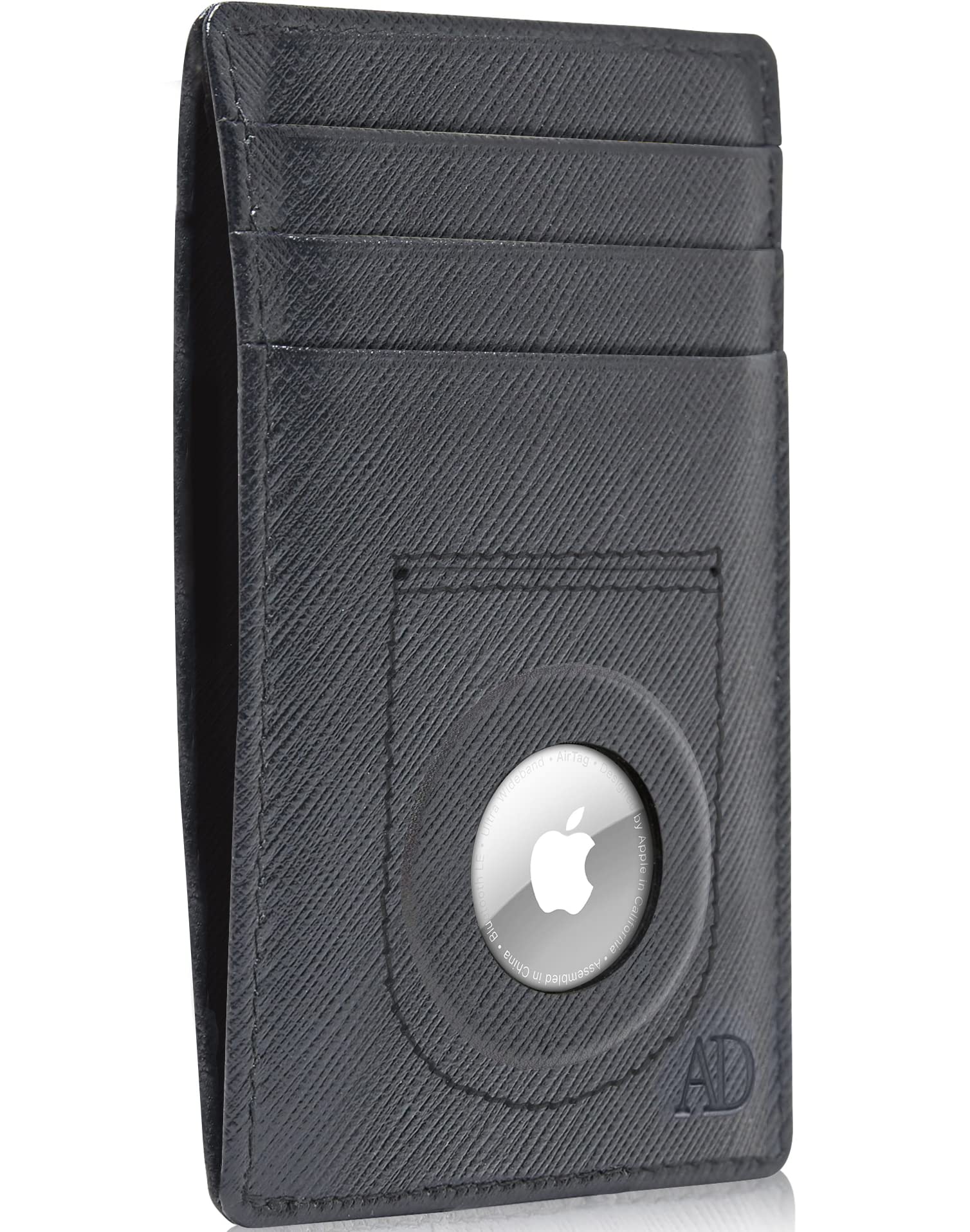Access Denied Genuine Leather Air Tag Holder - Slim Minimalist Wallets For Men & Women - Front Pocket Thin Mens Wallet RFID Credit Card Holder Gifts