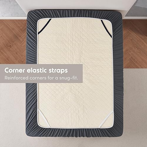 Miniatura 5 de Nestl Bedding - Sábanas bajeras con bolsillo profundo de 53 cm, Microfibra, Gris Carbón, Completo