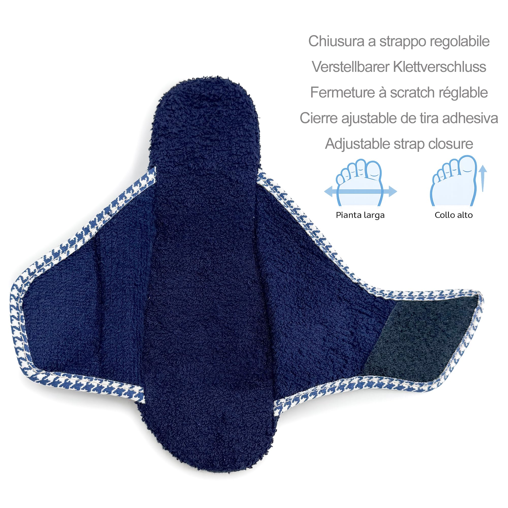 Zapatillas Casa Mujer Cuña con Rizo de Toalla Punta Abierta Chinelas con Cierre Adhesivo para Pies Hinchados Sandalias Suela Corcho