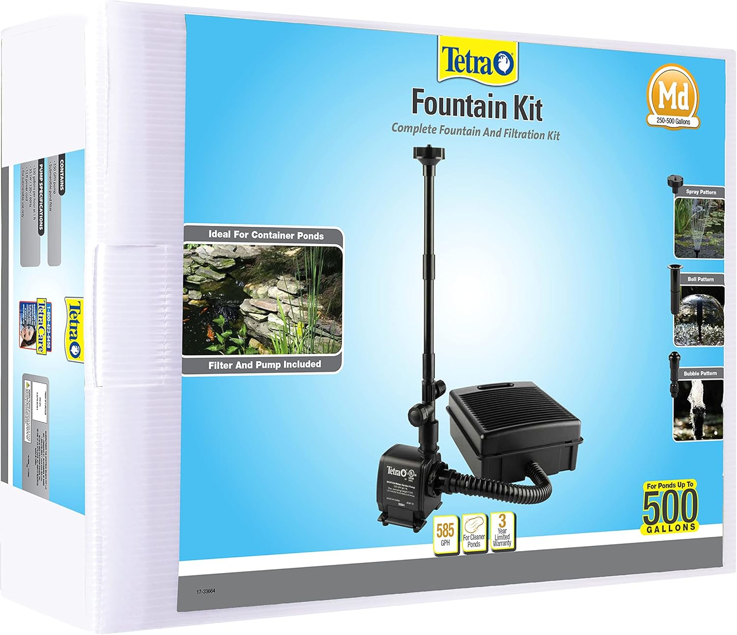 Tetra Pond Filtration Fountain Kit, Includes 3 Fountain Attachments