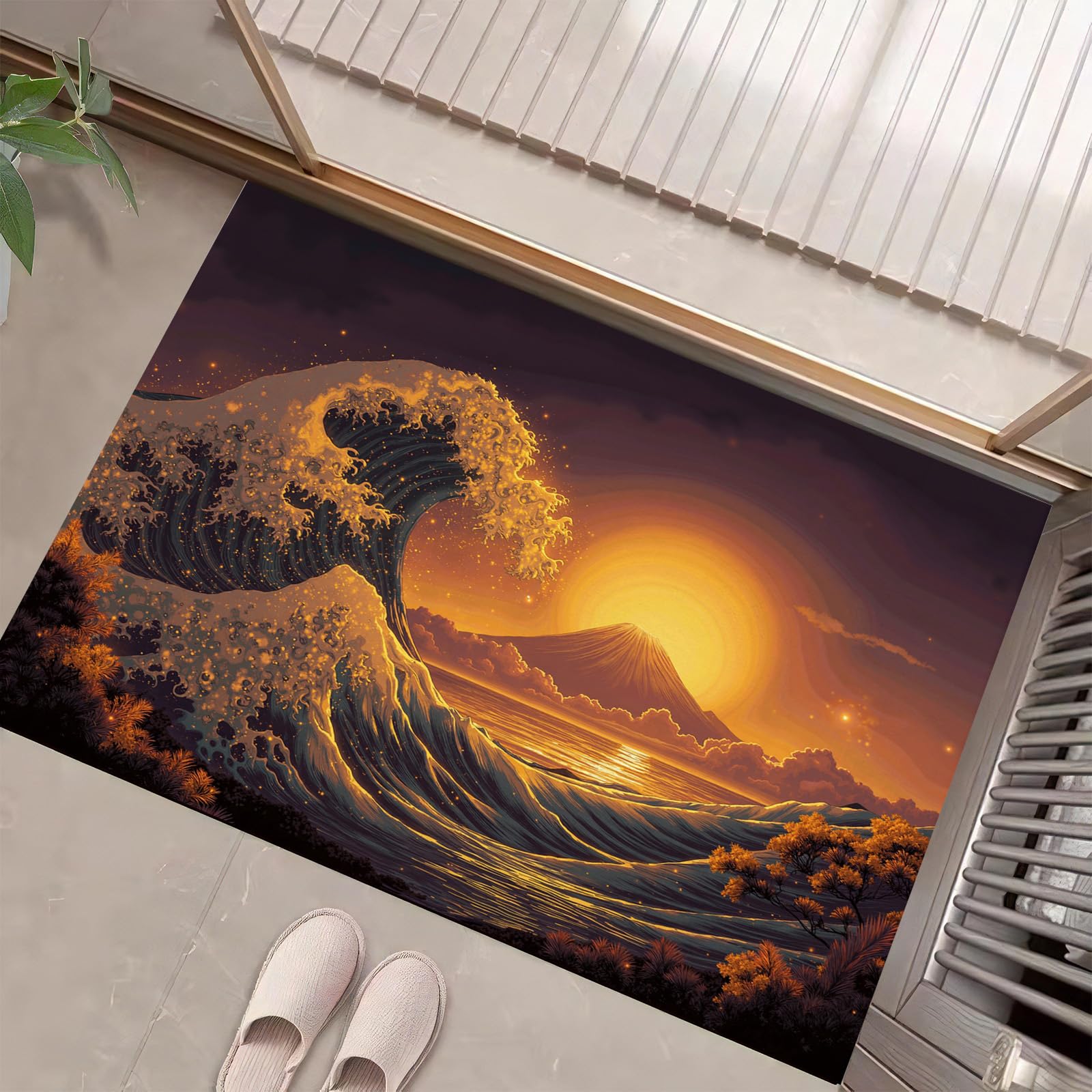 Paillasson d'intérieur ukiyo-e pour entrée de maison au style japonais