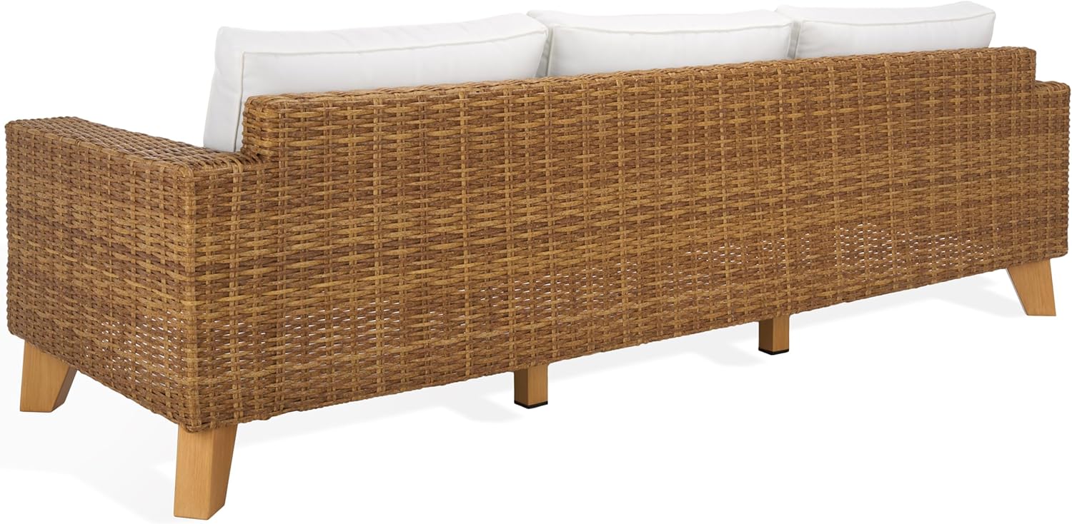 SAFAVIEH Couture Collection Margarita Natural/White Faux Wicker Indoor/Outdoor Patio Sofa
