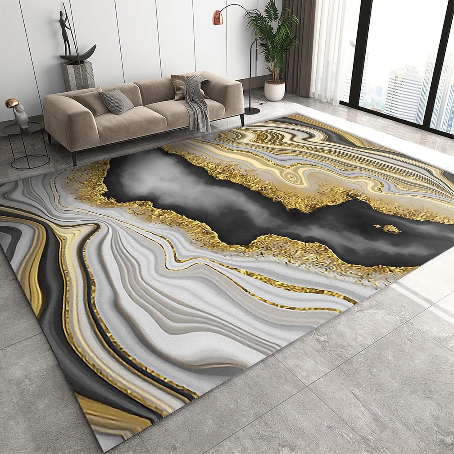 Tapis de chambre abstrait en flanelle polyester 120x160