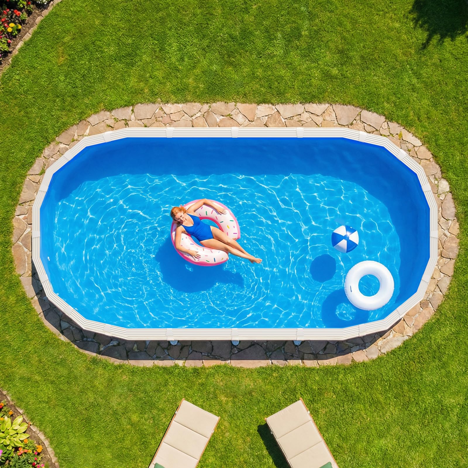 VEVOR Revestimiento para Piscina PVC, Liner para Piscinas Elevadas de Grosor mm, Altura de Pared, Resistente al Desgarro, Frío y Sol para Exterior y Jardín (Ovaladas 360 x 623 cm)