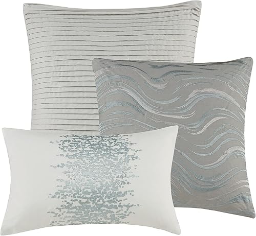 Miniatura 4 de Madison Park Emory - Juego de edredón de algodón acogedor, diseño moderno de mármol para todas las estaciones, ropa de cama casual alternativa con