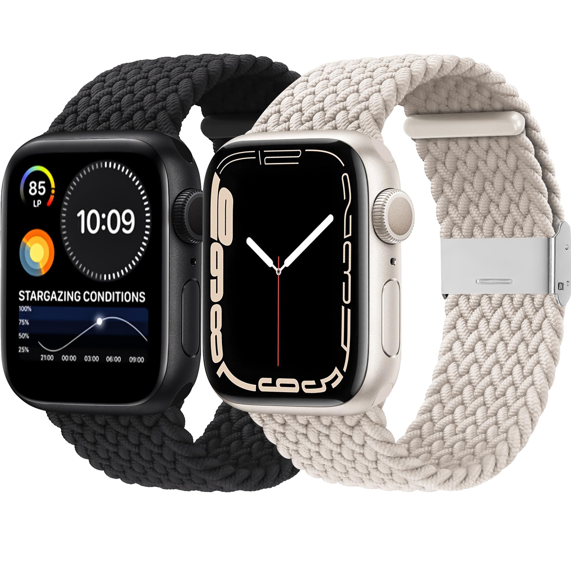 Bandiction Compatible with Apple Watch Bands 44mm 40mm 38mm 42mm 41mm 45mm 46mm 49mm, iWatch Bands Women Men,Stretchy Braided Solo Loop Elastic Sport Band for iWatch Ultra SE Series 11/10/9/8/7/6/5/4