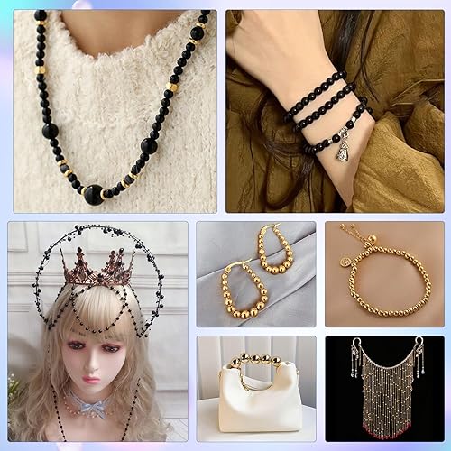 Miniatura 4 de Cuentas de perlas para manualidades, tamaño mixto, cuentas de 3460.315 in con agujeros para hacer joyas, pulseras, collares, aretes y relleno de