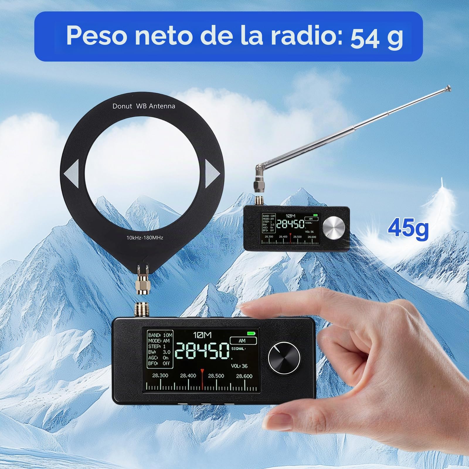 Mini Radio SI4732, Radio Completamente Equipado ESP-32-S3 Control Maestro, Chip SI4732, LSB, USB, AM, FM, Pantalla IPS de 4,8 cm, con Antena (A)