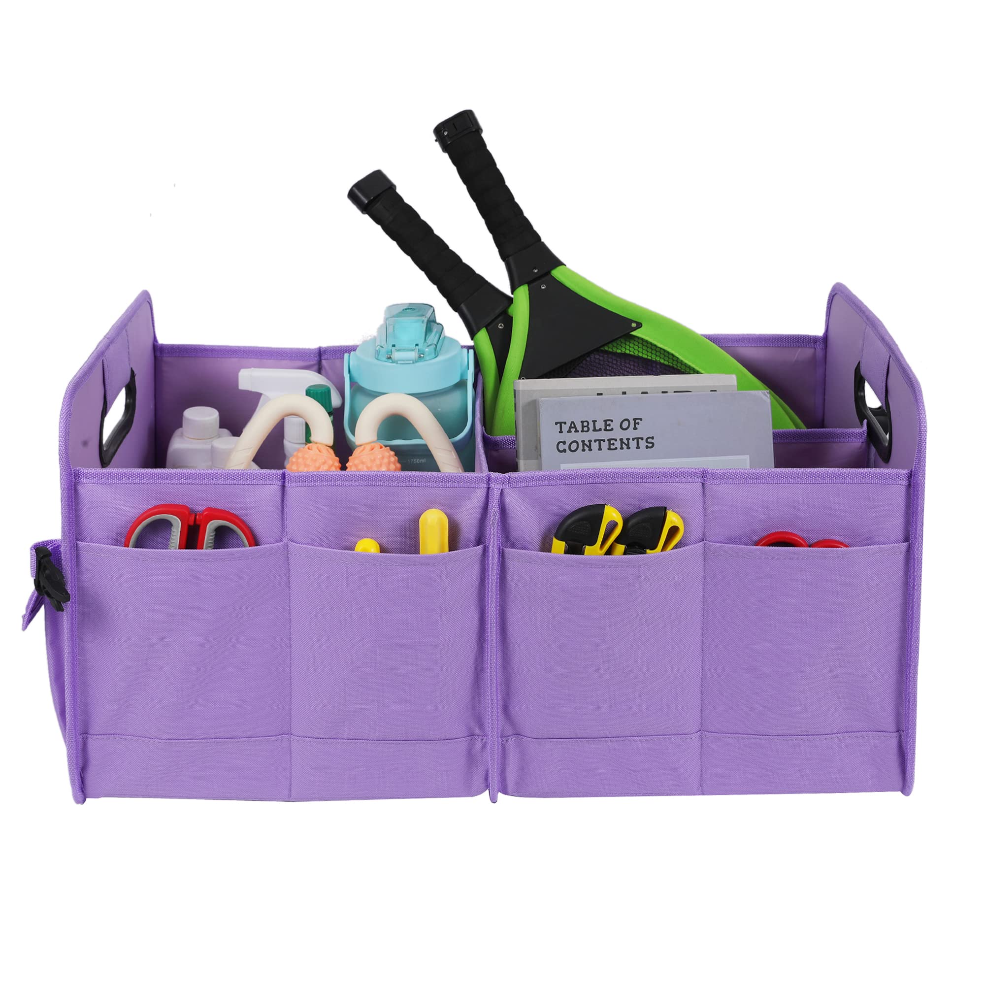 AOKJOY Kofferraum-Organizer, lila, Unisex, faltbar, rutschfest, verstellbare Riemen, mehrere Fächer, 600D Oxford-Tuch-Material