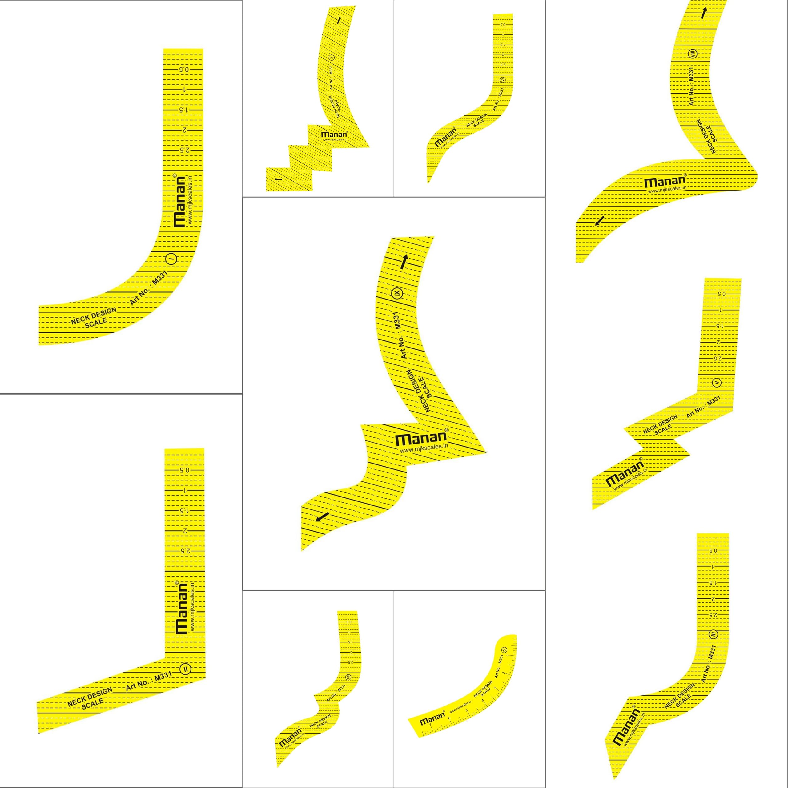 S S Mart Set of 10 Neck Design Scale for Tailoring || Used in Blouse & Kurti Neckline Drafting Template, Fashion Designing & Pattern Making French Curves Ruler Kit-image-10