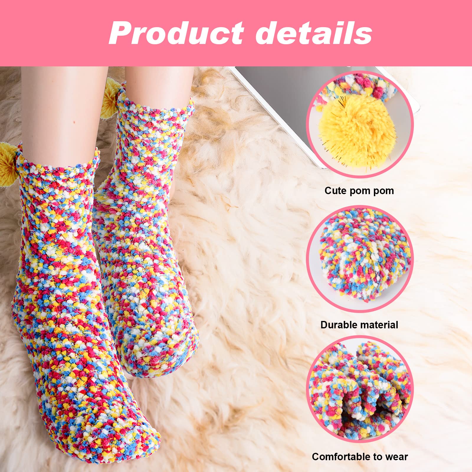 Haysandy 12 Paar flauschige Socken für Damen, Weihnachts-Cupcake-Socken, Strumpffüller für Damen, warme Hausschuh-Socken, dicke, weiche Plüschsocken für Valentinstag, Geschenke, Mädchen, Winter,