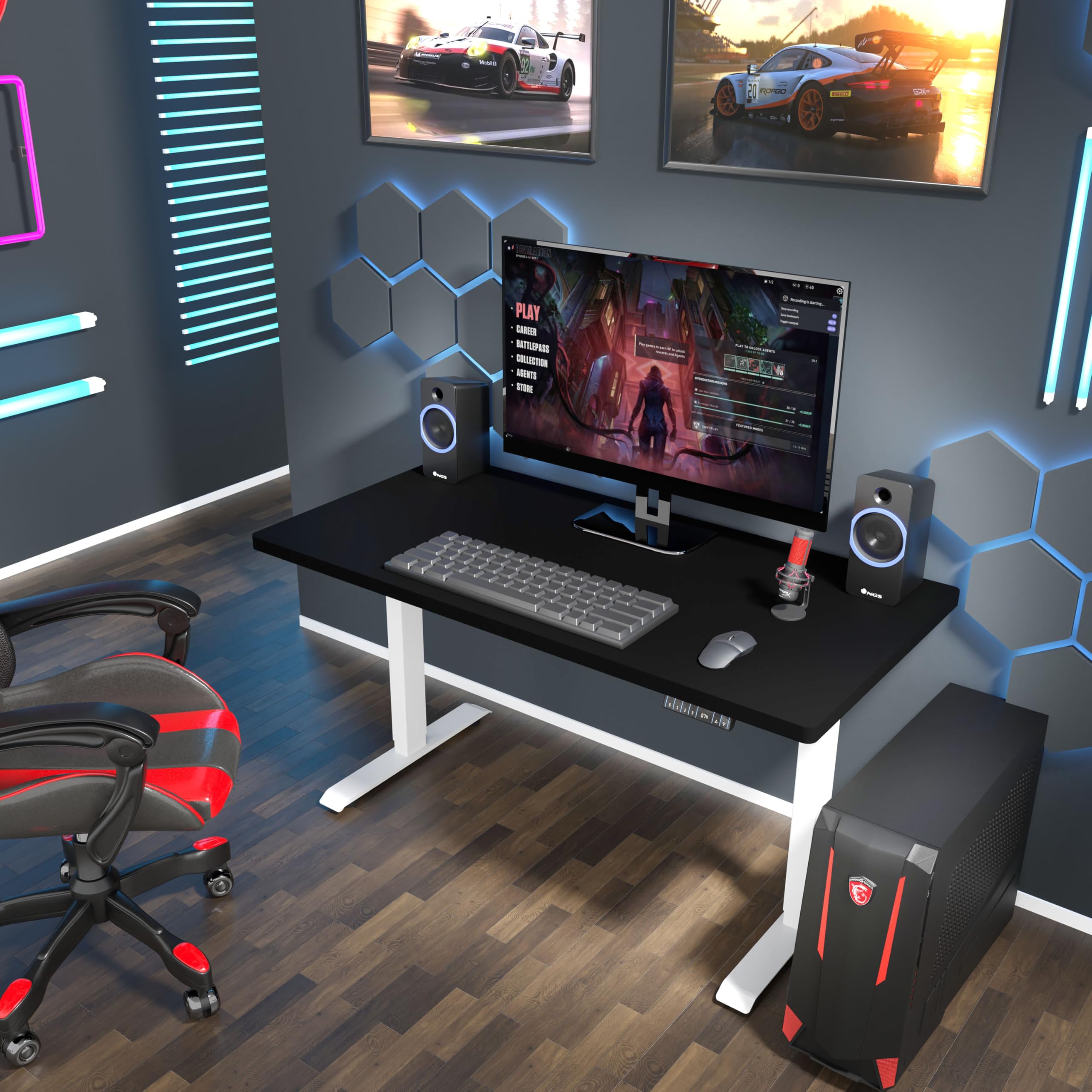 Homlando BiMotion 1S 140 x 70 x 3,2 cm – biurko biurowe z automatyczną jazdą – regulacja wysokości z regulacją wysokości – elektryczne – ergonomiczne biurko do stania (kolor czarny/biały stelaż)