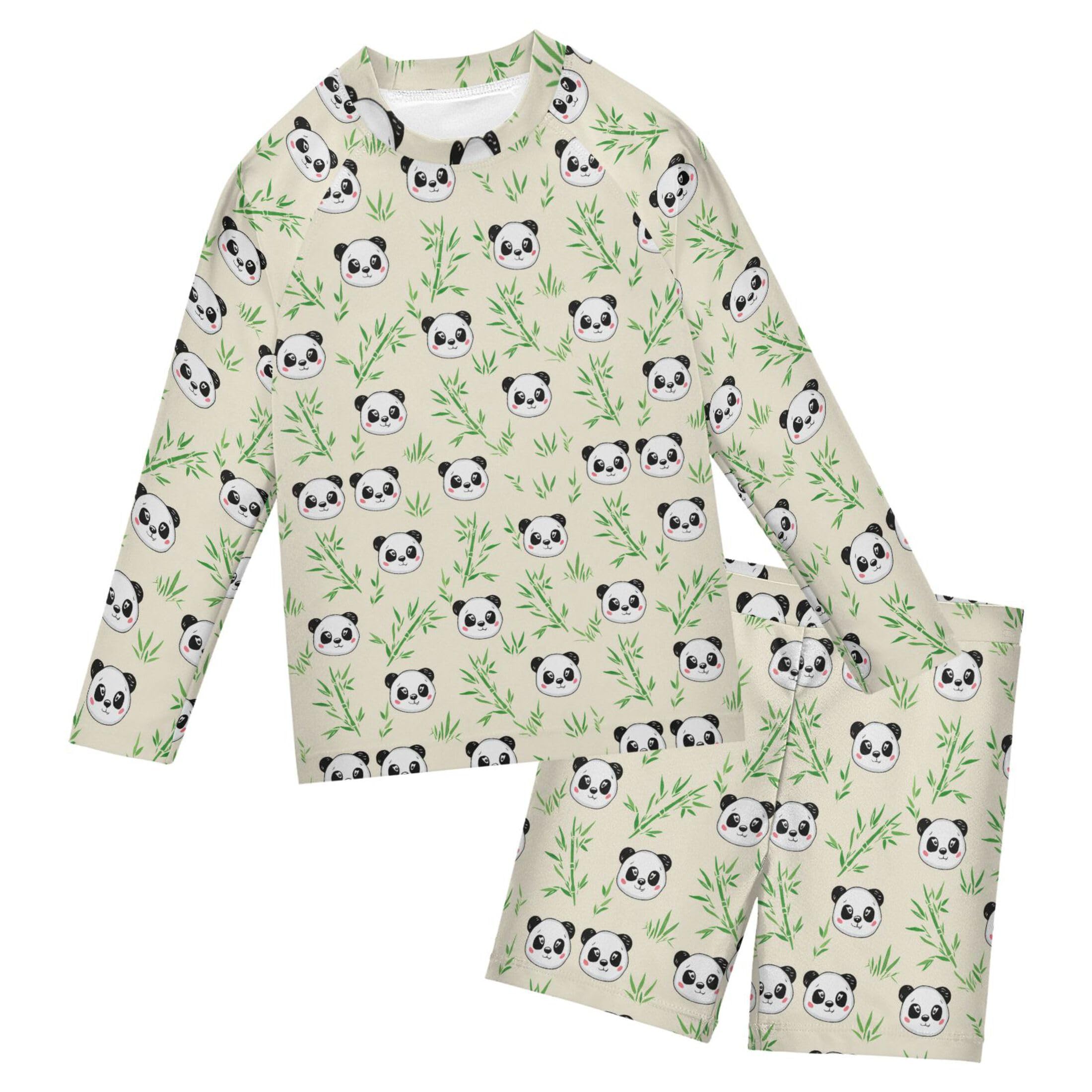 Cute Panda Baby Boys' Toddler Long Sleeved Rashguard Swim Bathing Suit Set B0404190
