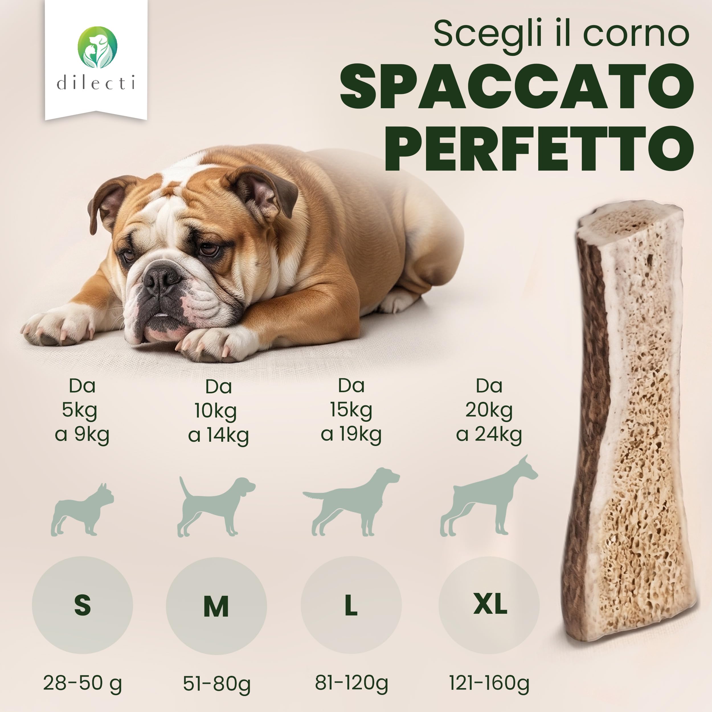 Osso di Cervo da Masticare per Cani - Corno di Cervo Naturale, Lunga Durata, Igiene Dentale - Spaccate L (3 Pezzi)