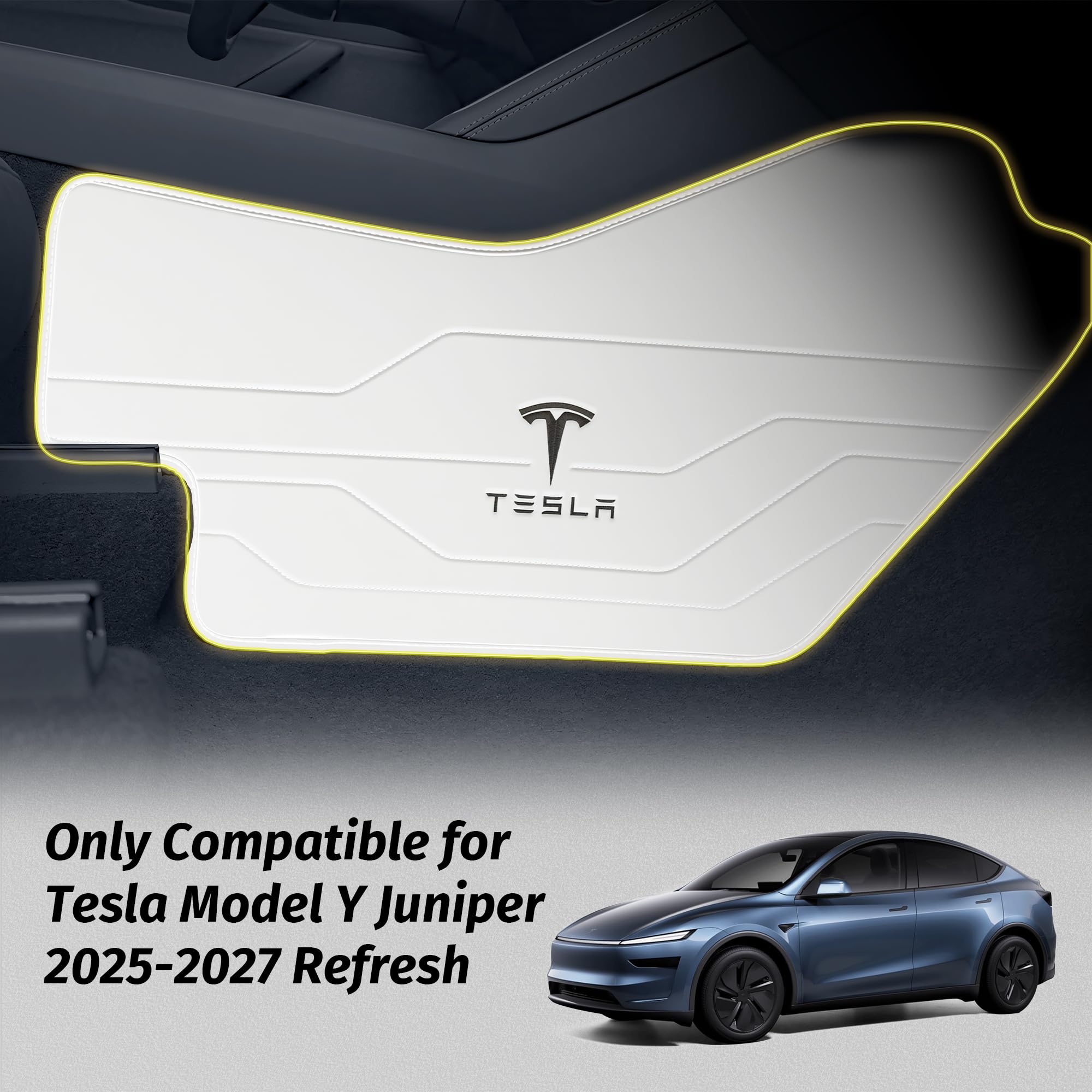 Skórzane maty ochronne na konsolę środkową (2 sztuki) zaprojektowane dla Tesla Model Y Juniper (2025-2027), wodoodporne, odporne na kurz, przednie siedzenie, osłona boczna, białe