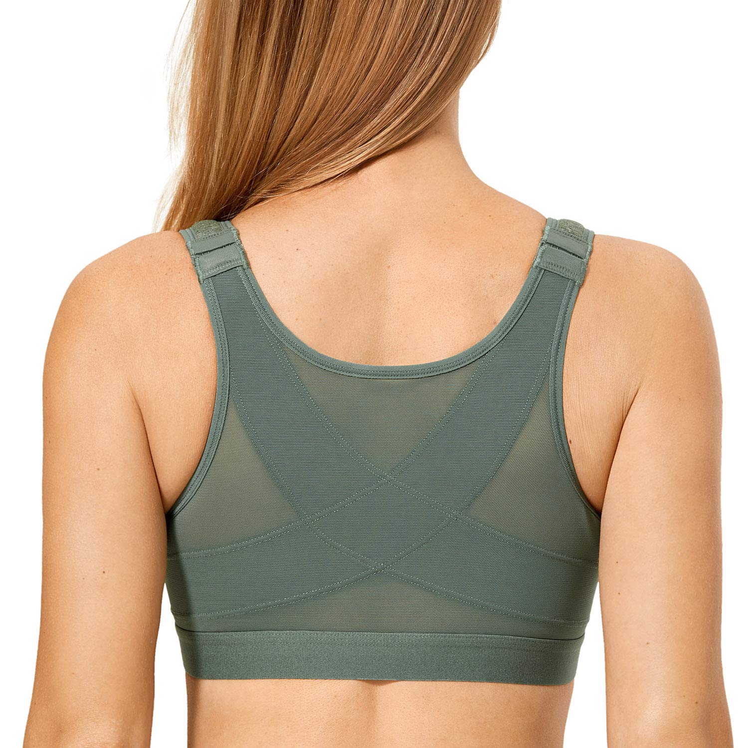 DELIMIRA Women's Front Closure Posture Wireless Back Support Full Coverage Bra
