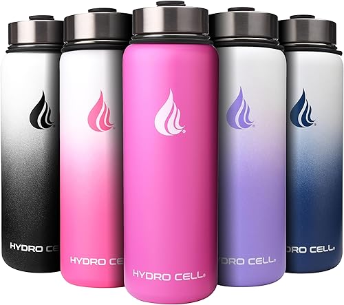 HYDRO CELL - Botella de agua de acero inoxidable con sorbetes y tapa ancha de boca (40 onzas), mantiene los líquidos perfectamente calientes o