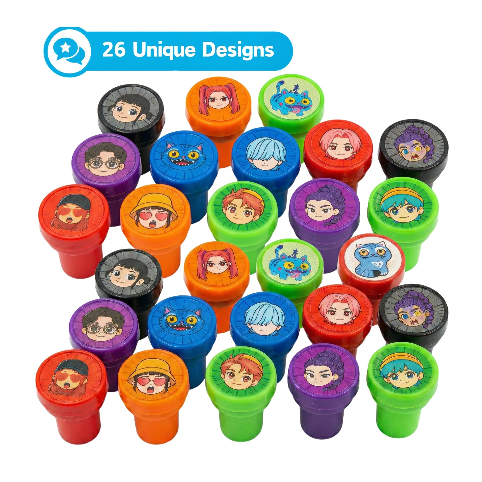 26Pcs Demon Theme Stampers for Hunters Kpop Fans - 2026 Back to School Rewards, K-pop Style Party Favors, Goodie Bag Fillers, Hunter Demon Creative Kids Stationery, Easter Egg Fillers — view 2