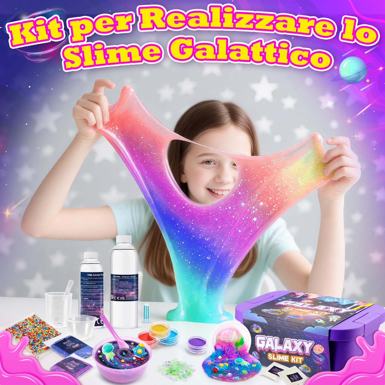 Hapikids Slime per Bambini, Regalo Bambina Bambino 6 7 8 9 10 11 Anni Galaxy Slime Fluffy Giochi Bambina 6-12 Anni Femmina Slime Kit Lavoretti Creativi Per Bambini Giocattoli Bambina Gioco Bimba Bimbo