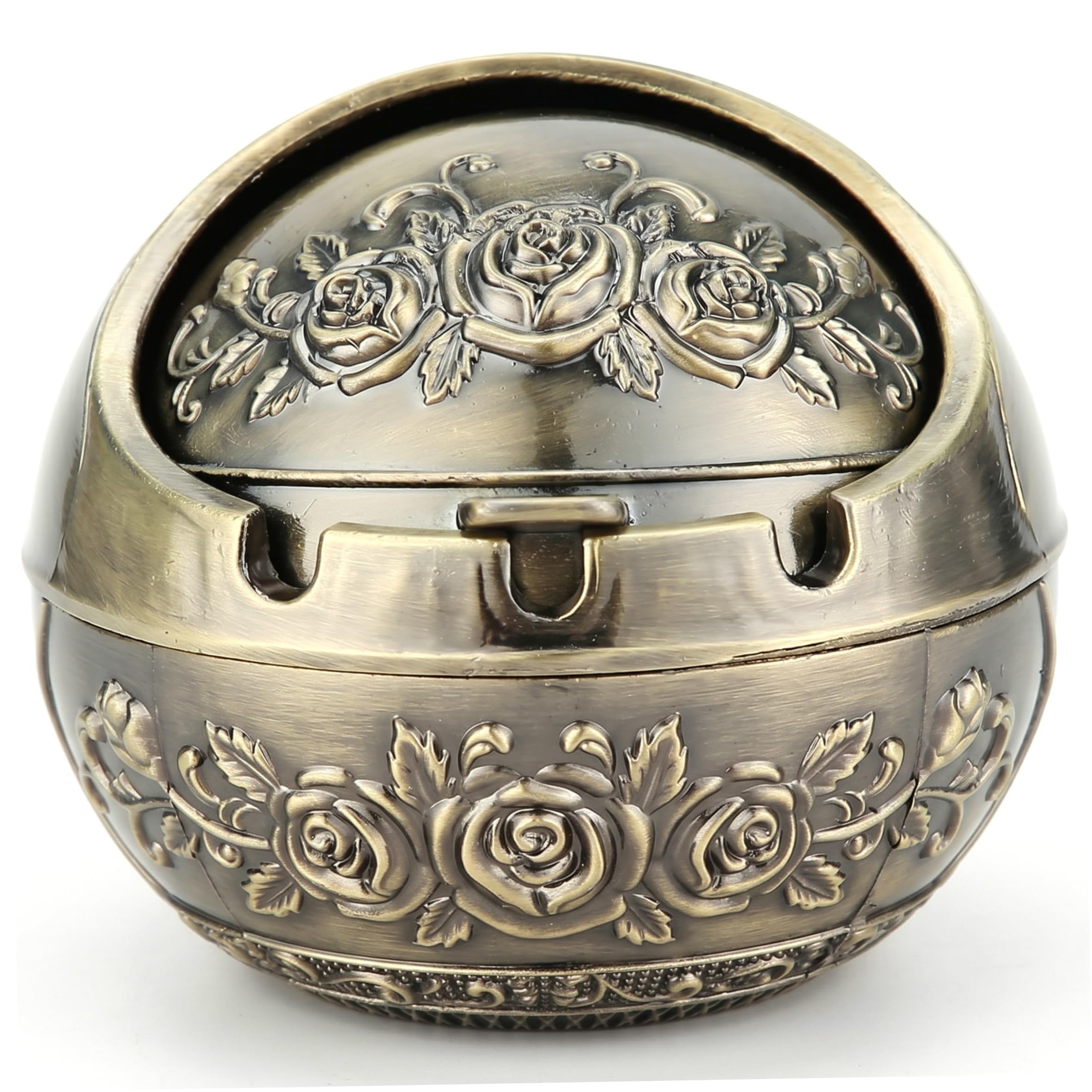 Yvocuyn Covered Ashtray - Windproof Outdoor Ashtray with Lid, Decorative Vintage Ash Tray for Balcony & Living Room, Bronze