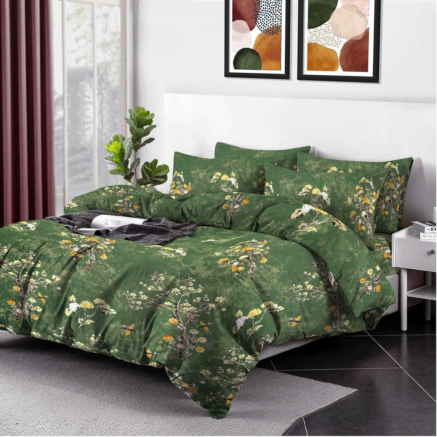Eversoft Bedding Forest Bloom Eversoft Duvet Cover Set | 100% Egyptian Cotton 400 Thread Count | Reversible Floral Print Bedding Set With 2 Pillowcases | Ultra Soft Luxury Quilt Cover (, Super King)