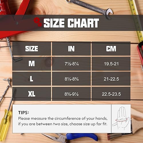 Vista 150 de HANDLANDY - Guantes de trabajo para hombres y mujeres, guantes de trabajo de mecánico utilitario para pantalla táctil, guantes de trabajo flexibles