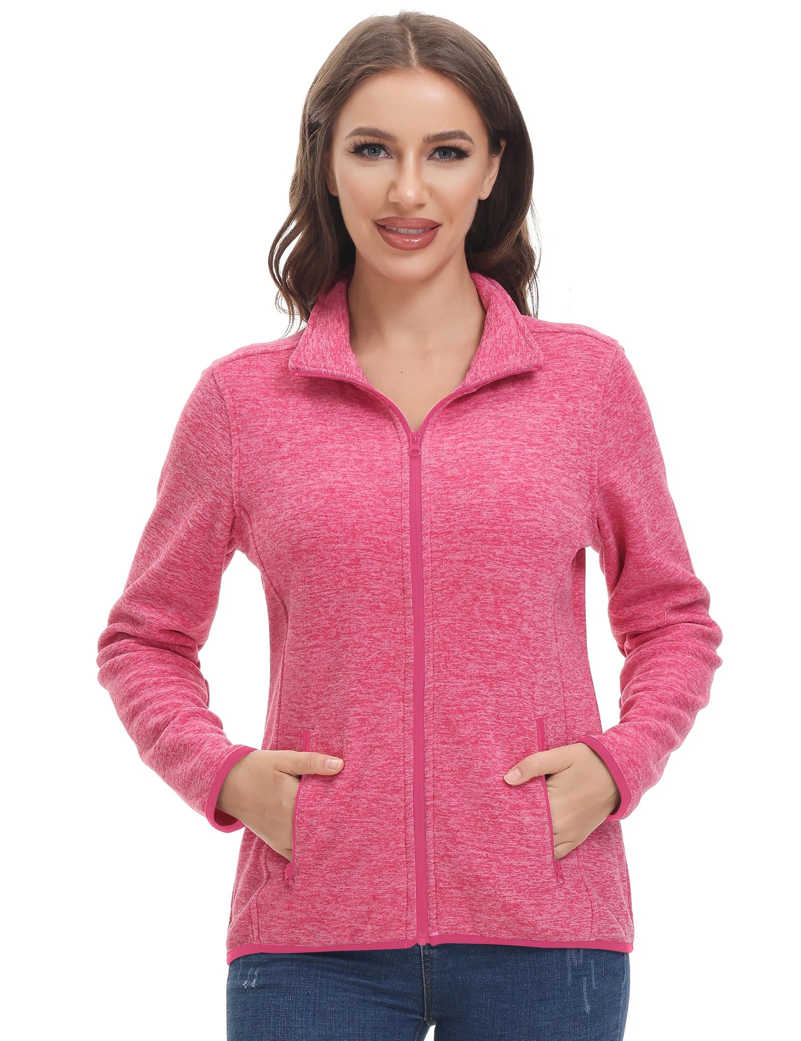 COZZIPLUS Women's Sweater Fleece Jacket Full Zip Knit Jacket with Pockets