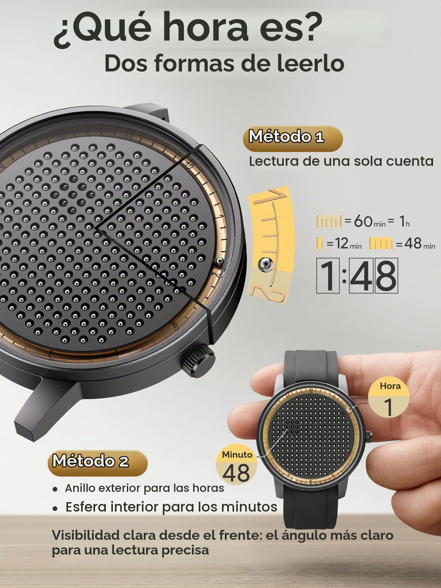 EUTOUR Reloj de Pulsera Magnético con 239 Bolas de Acero | Esfera con Pista de Latón | Movimiento Japonés | Correa de Silicona | Cristal de Vidrio | Diseño Único | Nuevo Modelo para Hombres